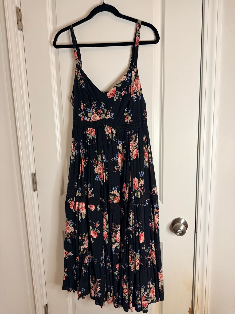 torrid Navy Maxi Dress with Pink Floral Print